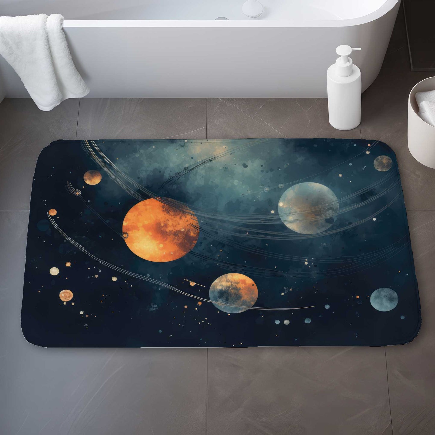 Deep Exploration Orange Bath Mat | Stylish Home Decor