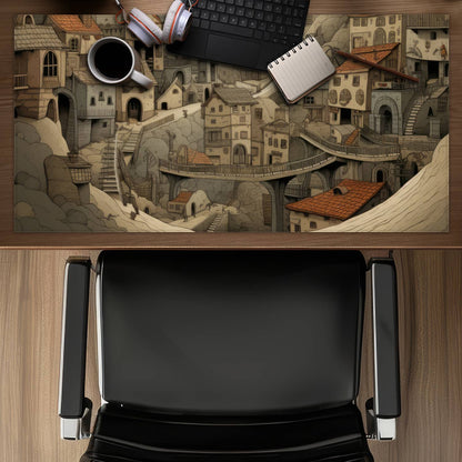 Intricate Town Hall - Orange Gaming Mat for Home Decor