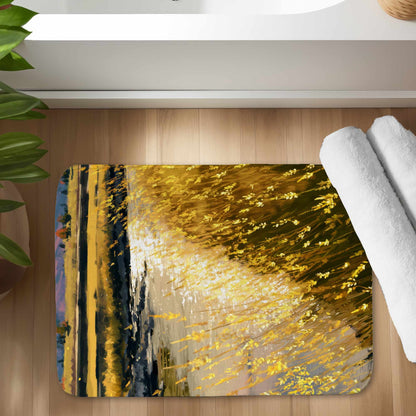 Tapis de bain lumineux Golden Stream | Accent décoratif élégant pour la maison