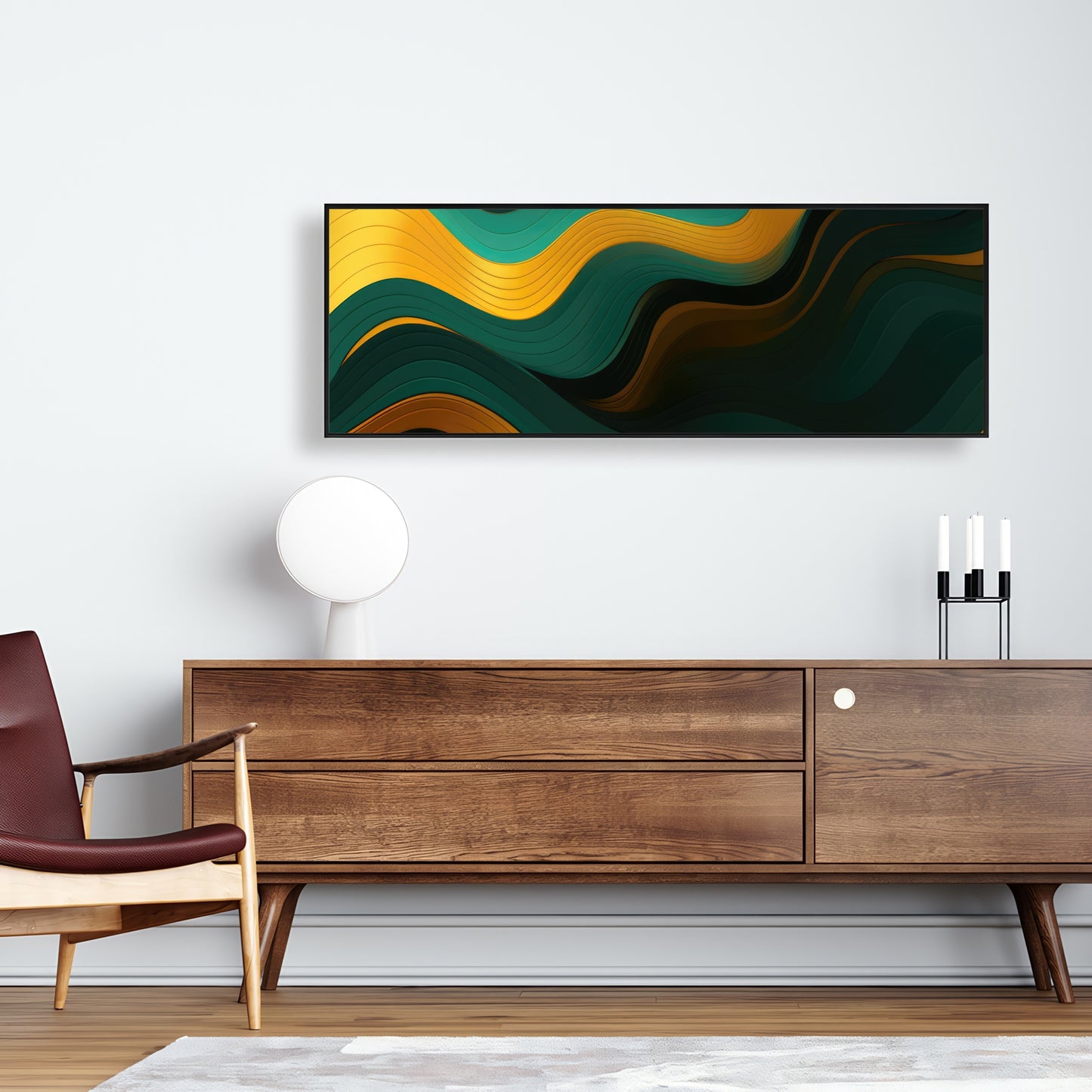 Golden Harmony - Gold Framed Canvas for Elegant Home Decor