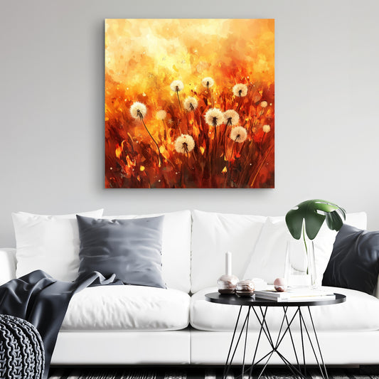 Dandelion Fire - Yellow Canvas Art for Home Decor