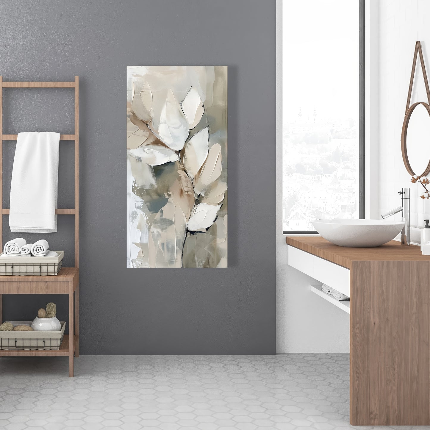 Leaf Beige Canvas - Elegant Home Decor Accent | Stylish Art