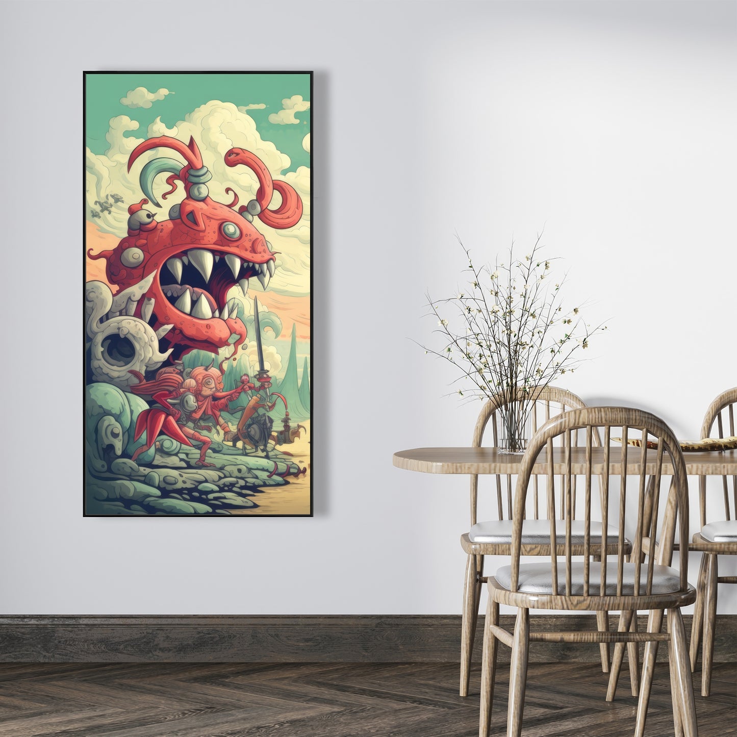 Two titans - Framed Canvas - Print on demand