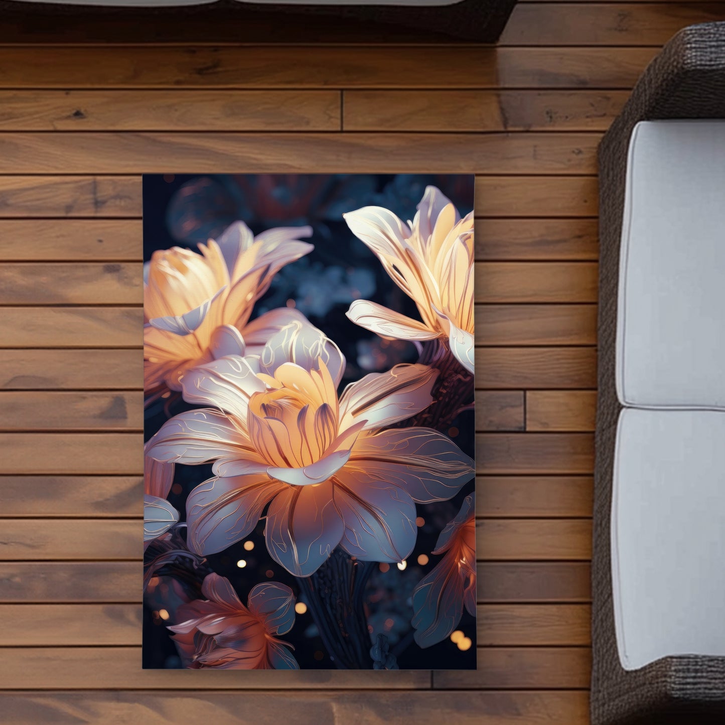 Pixie flowers Black Outdoor Area Rug for Home Decor - Durable