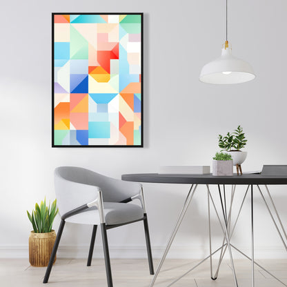 Geometric Cadence - Blue Framed Canvas for Home Decor