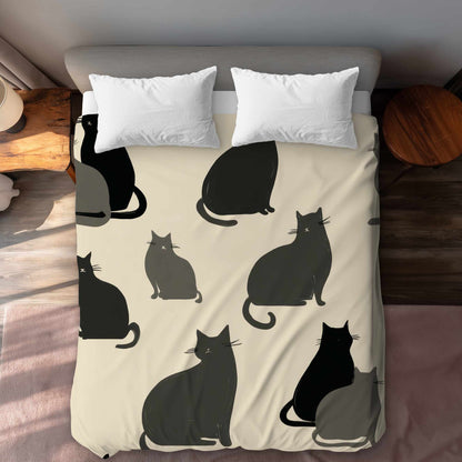 Housse de couette Rassemblement de chats silencieux | Décoration d'intérieur douillette