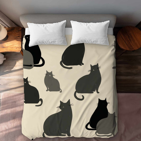 Housse de couette Rassemblement de chats silencieux | Décoration d'intérieur douillette