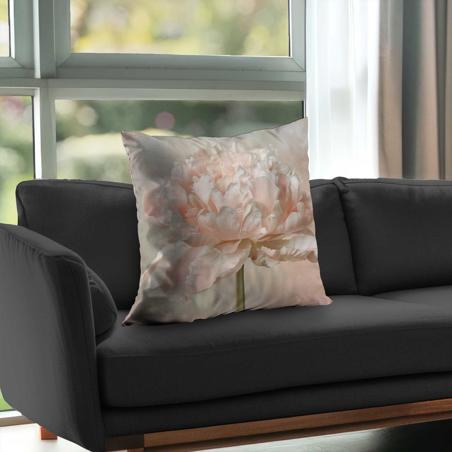 Peony Poly Twill Throw Pillow - Elegant Home Decor Accent