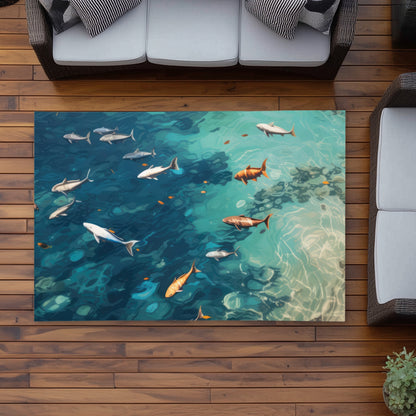 Swim Ahead White Outdoor Area Rug | Stylish Home Decor