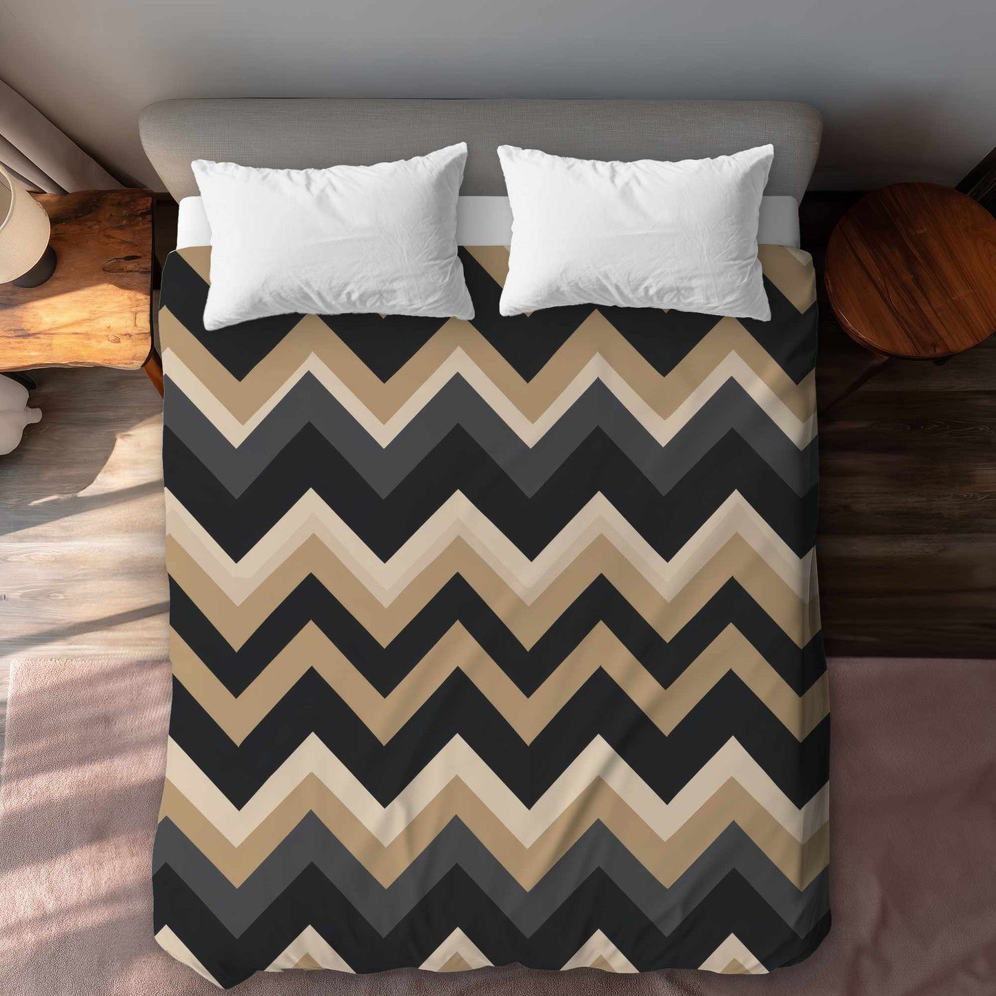 Housse de couette Vagues aux tons naturels | Linge de lit décoratif et confortable