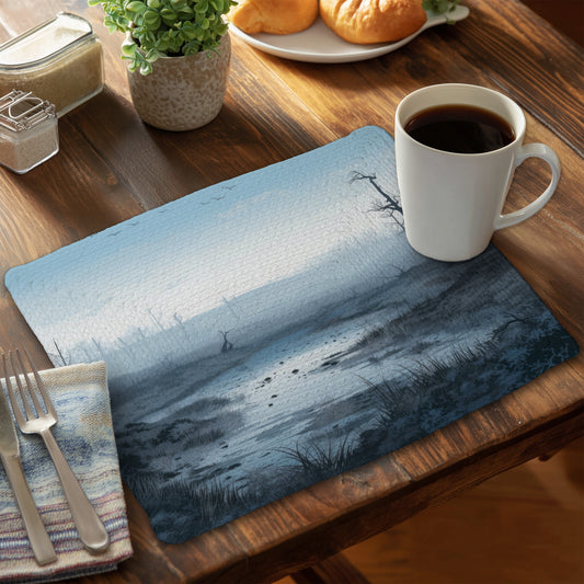 Swampy Lands - White Braided Polyester Placemat for Decor