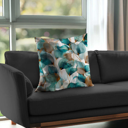 Teal and Brown Poly Twill Throw Pillow | Stylish Home Decor
