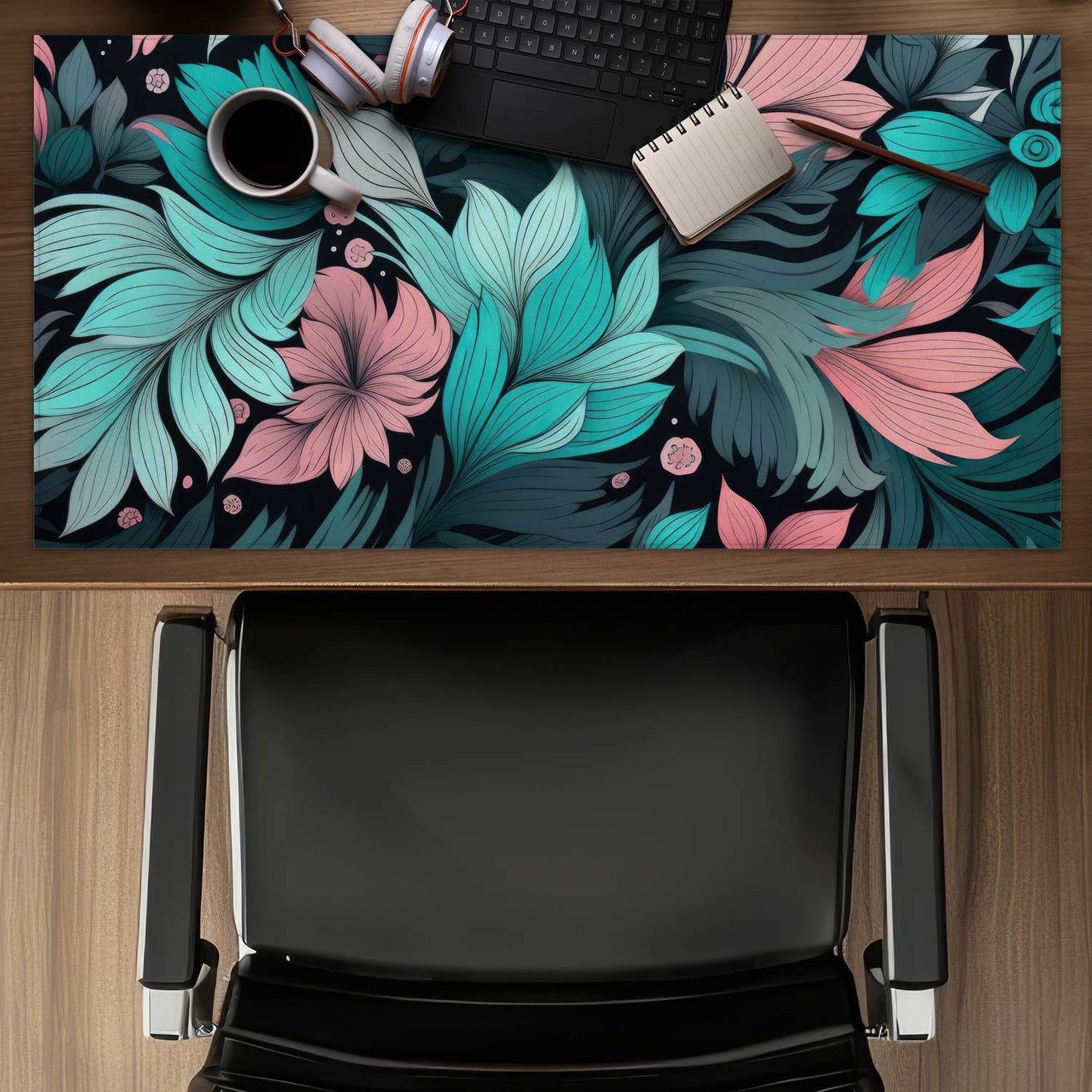 Neon leaves - Desk mat - Print on demand