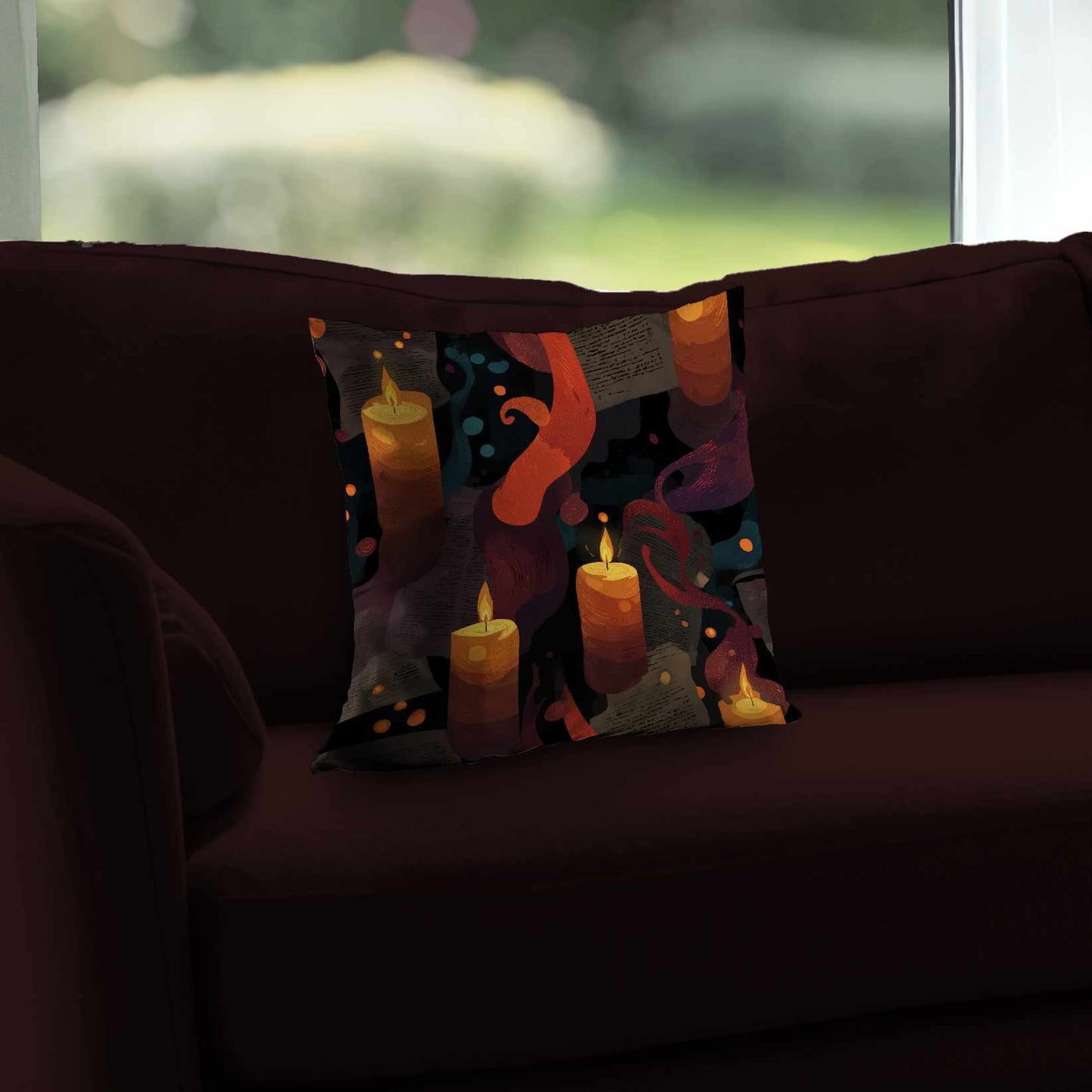 Coussin décoratif en sergé polyester polyvalent avec motif "Whispers in Flame"