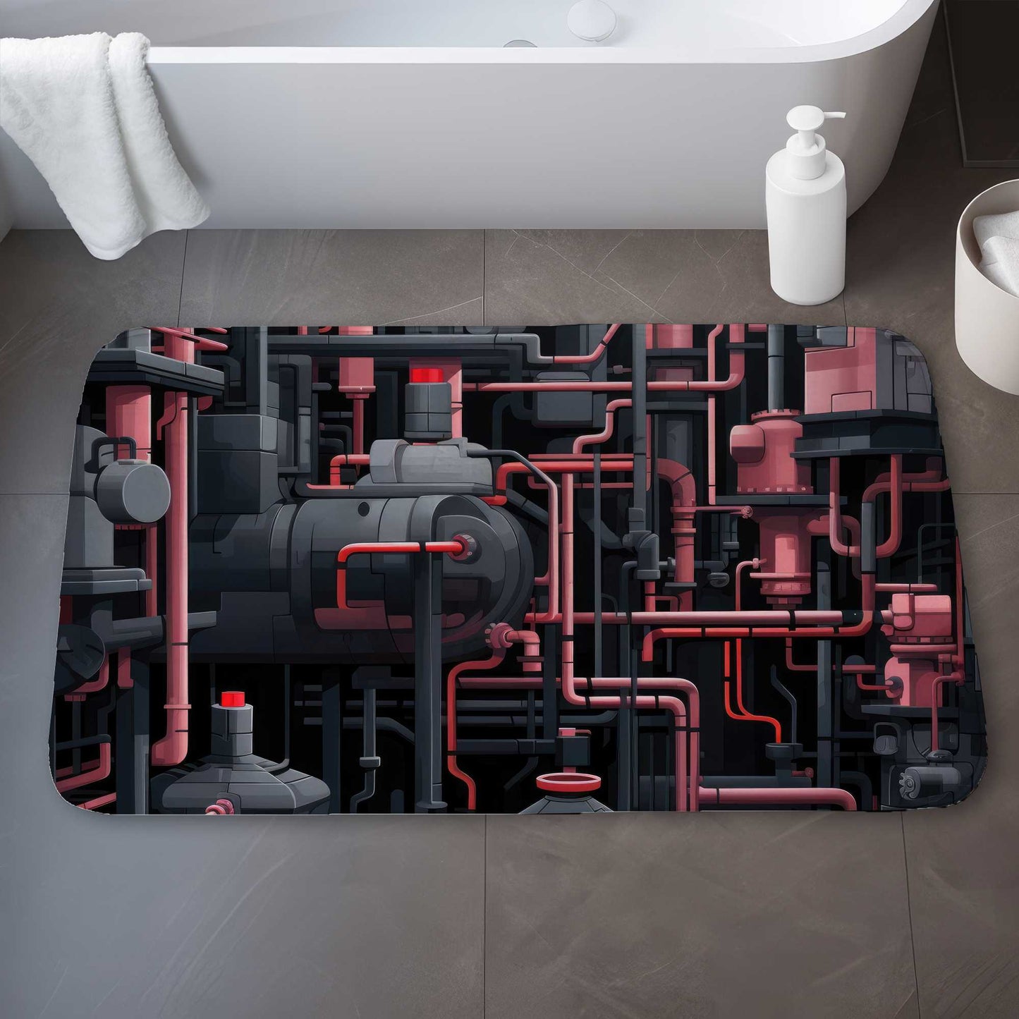 Dark Pipes Gray Bath Mat - Stylish Home Decor for Bathrooms