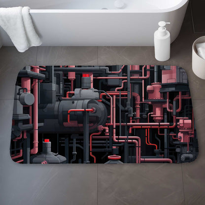 Dark Pipes Gray Bath Mat - Stylish Home Decor for Bathrooms