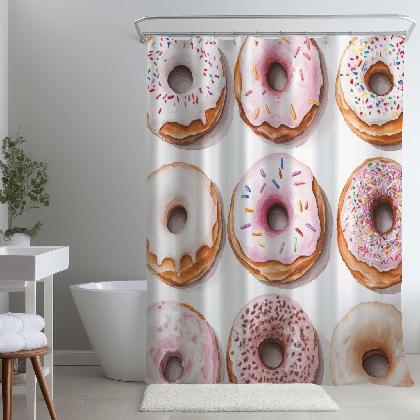Rideau de douche Donuts - Décoration amusante pour la salle de bain