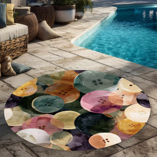 Tapis d'extérieur coloré en forme de boutons | Décoration intérieure