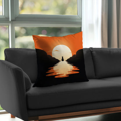 Running Away Black Poly Twill Throw Pillow - Home Decor Insert