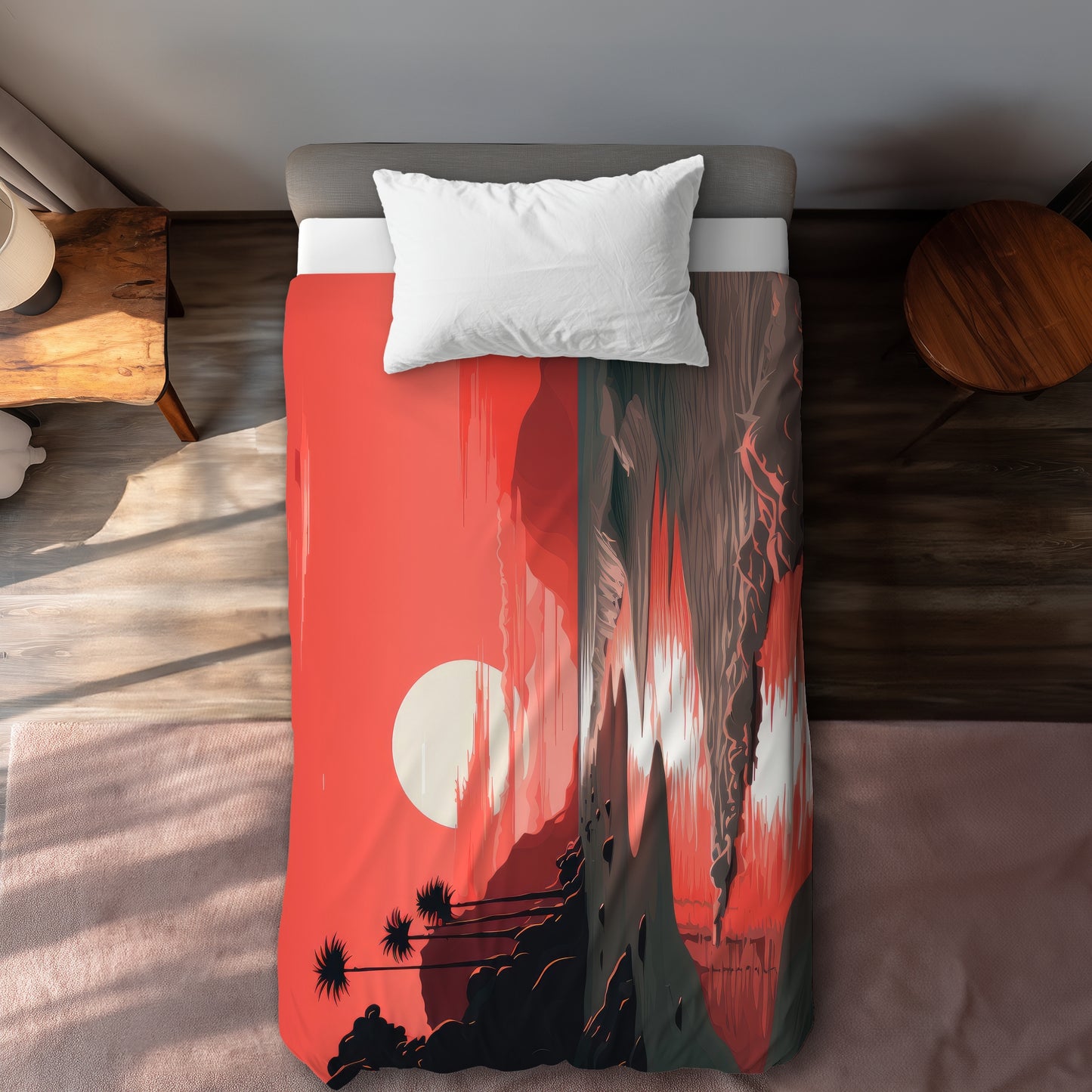 Blood Sun Gray Duvet Cover | Stylish Home Decor Essential