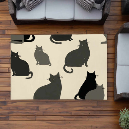 Tapis d'extérieur à motif de chats silencieux | Décoration d'intérieur