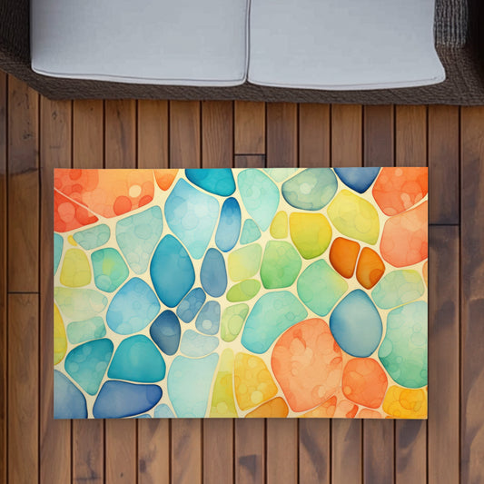 Blobs Turquoise Outdoor Area Rug | Stylish Home Decor Accent