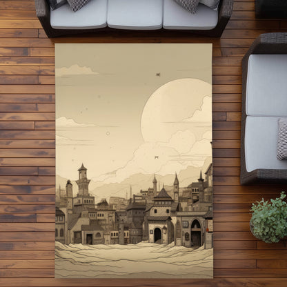 Desert Town Beige Outdoor Area Rug - Stylish Home Decor