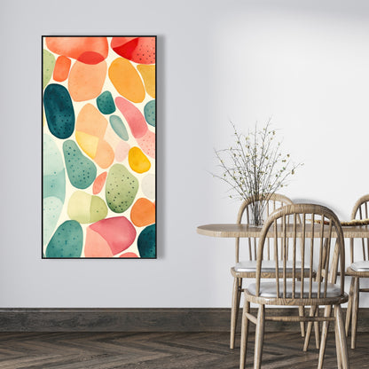 Seedy Shapes - Turquoise Framed Canvas for Home Decor