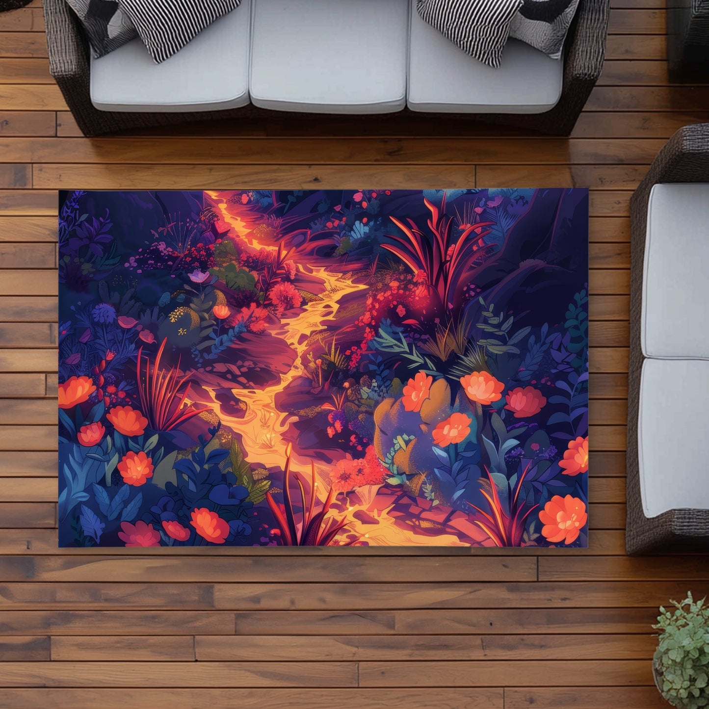 Tapis d'extérieur Fleurs en feu - Accessoire de décoration élégant pour la maison