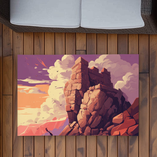 Standing Above Purple Outdoor Area Rug | Home Decor Essential
