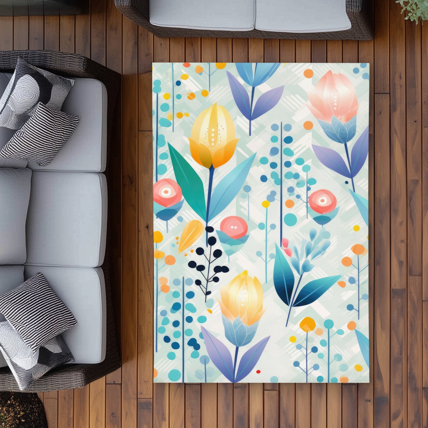 Calming Scents Orange Outdoor Area Rug for Home Decor