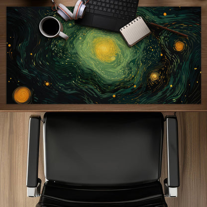 Illuminated in Space - Green Gaming Mat for Home Decor