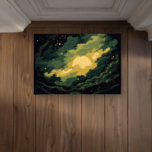 Cloudy Star Yellow Indoor Outdoor Door Mat - Home Decor