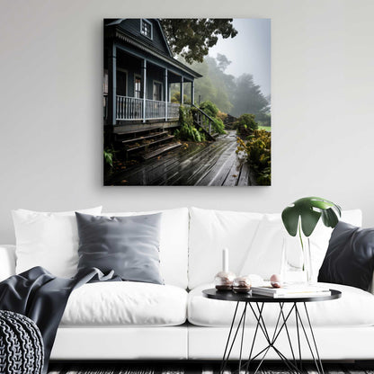 Rainy Porch - Brown Canvas Home Decor for Cozy Spaces