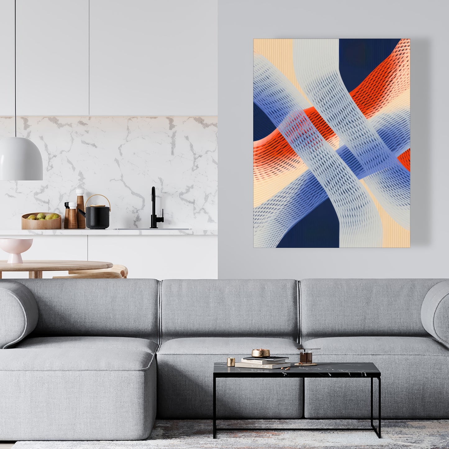 Abstract Threading - White Canvas Home Decor Art Piece