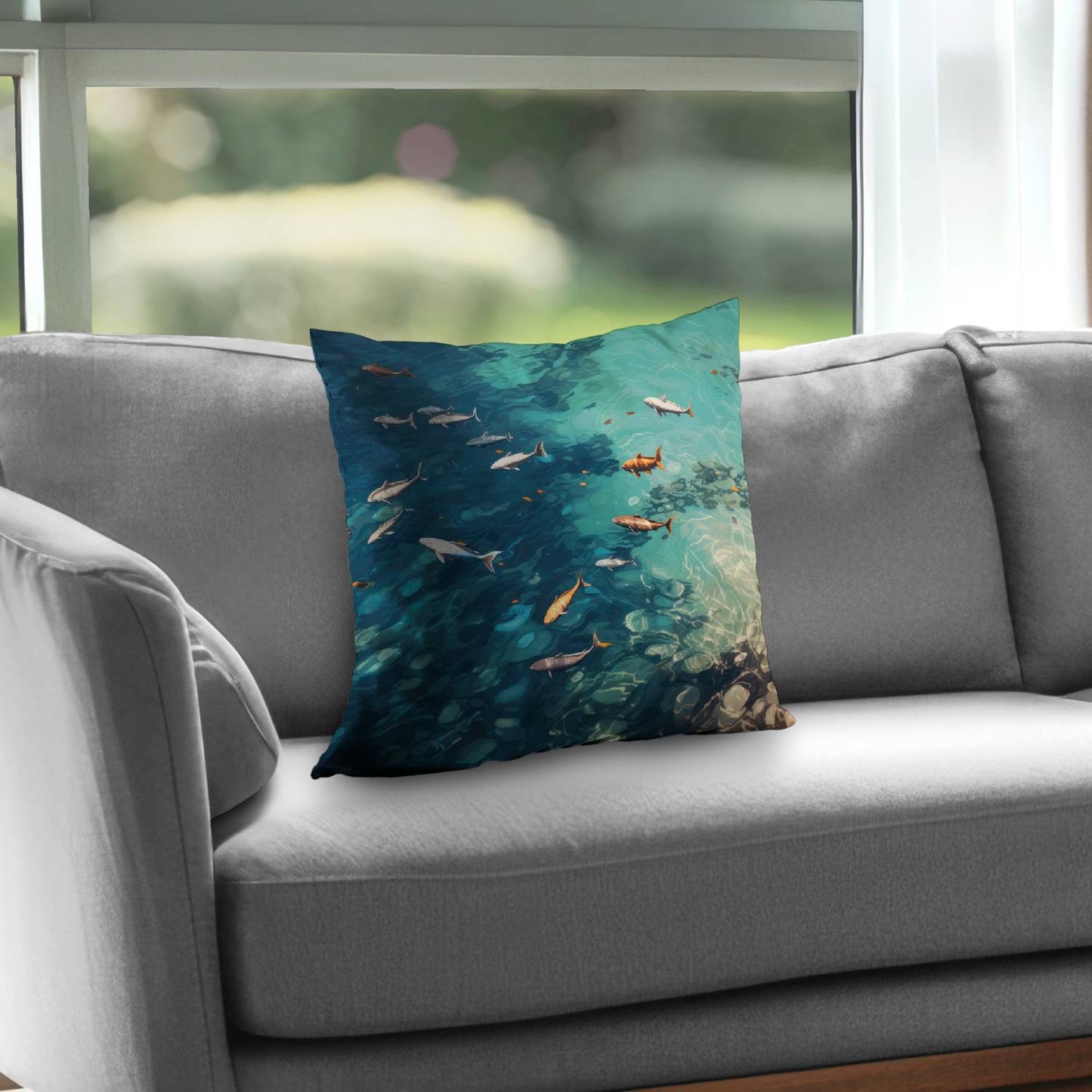 Swim ahead - Throw pillow - Print on demand