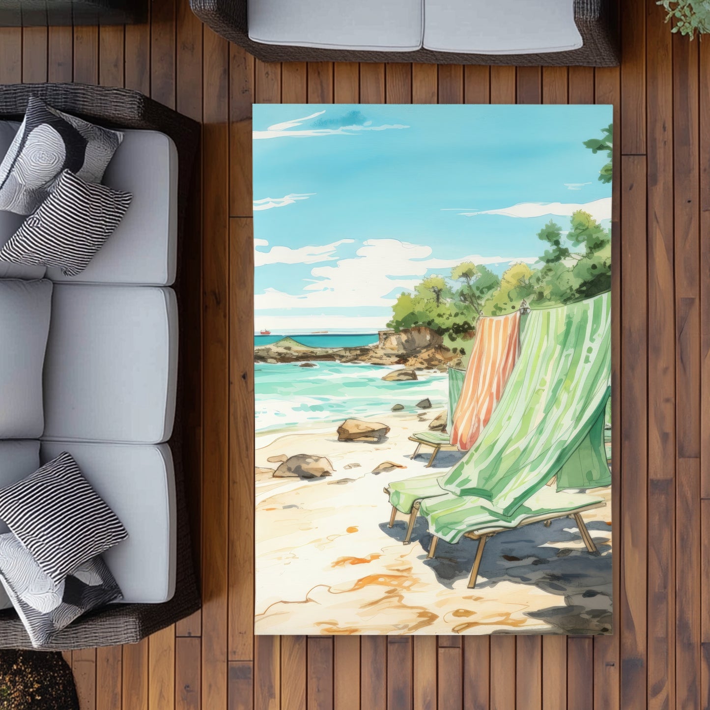 Beach Calm Beige Outdoor Area Rug | Home Decor Essential