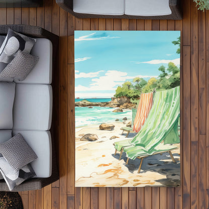 Beach Calm Beige Outdoor Area Rug | Home Decor Essential