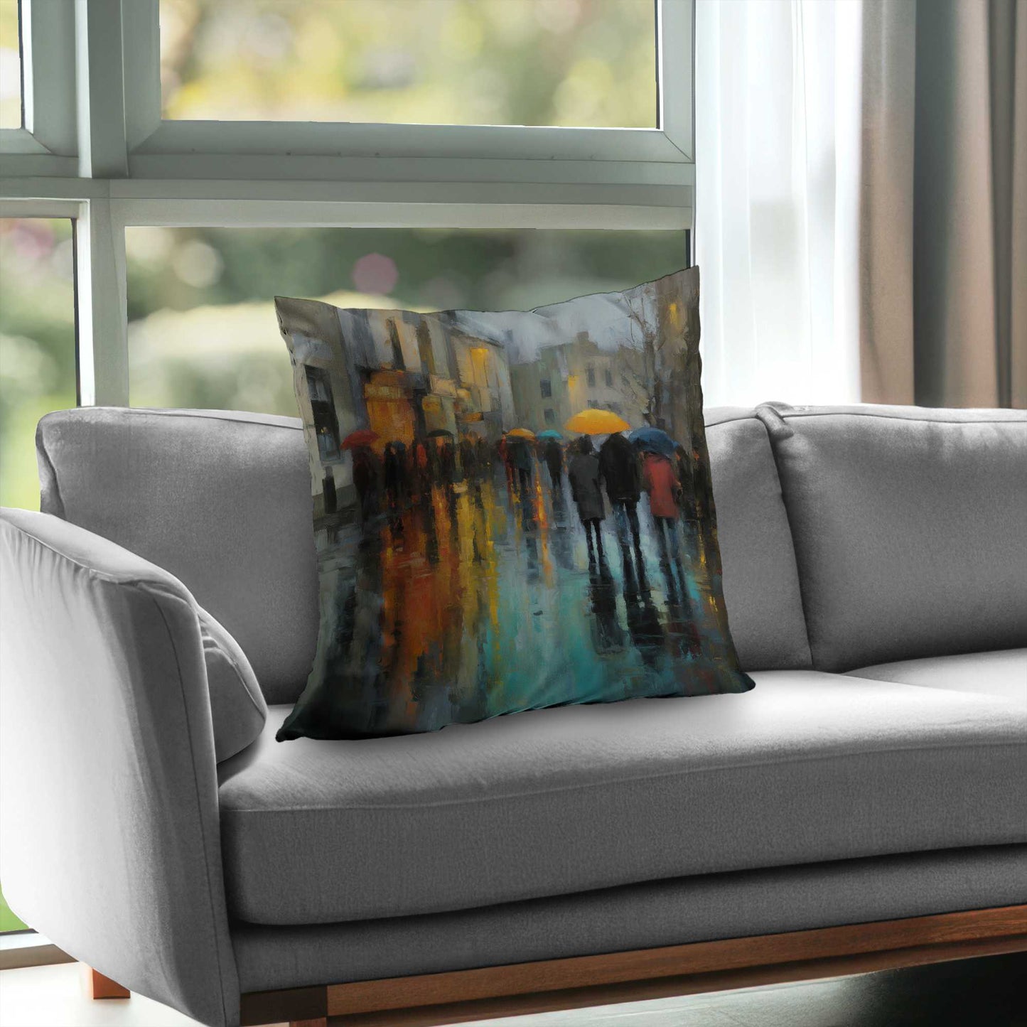 Rainy Day Poly Twill Throw Pillow - Cozy Home Decor Accent