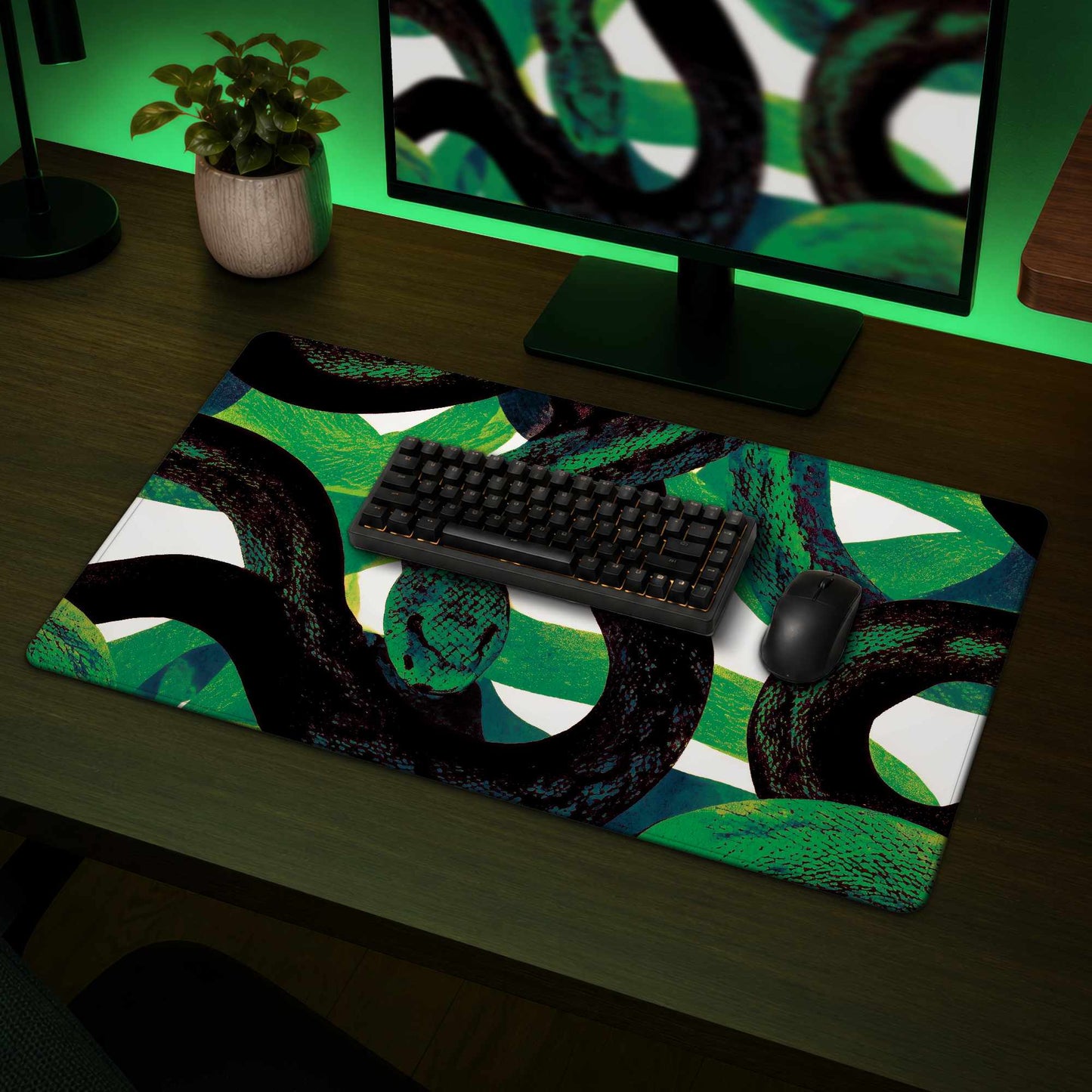 Emerald Coil Dance Desk Mat - Stylish Home Decor Accessory