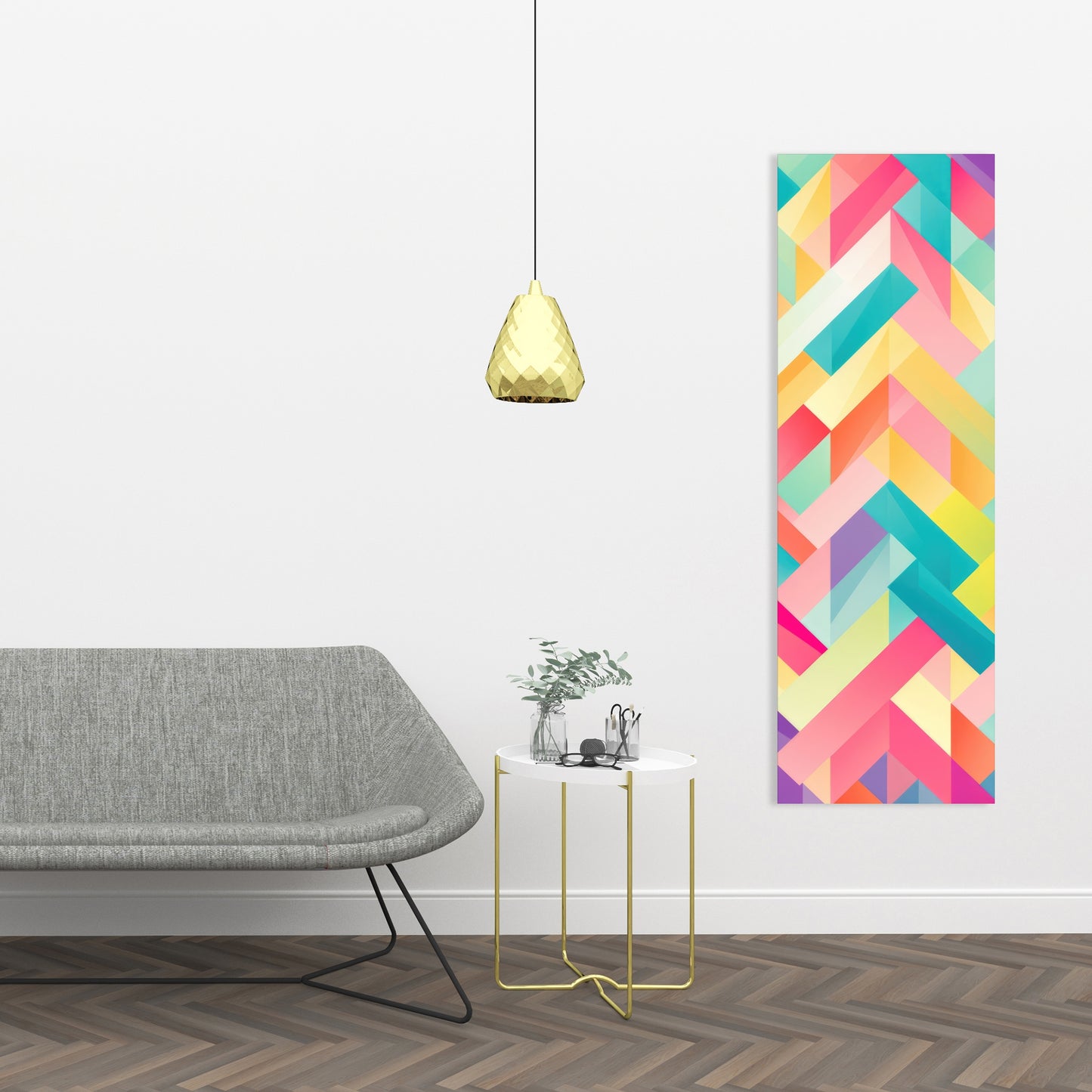 Stripe Harmony - Turquoise Canvas Wall Art for Home Decor