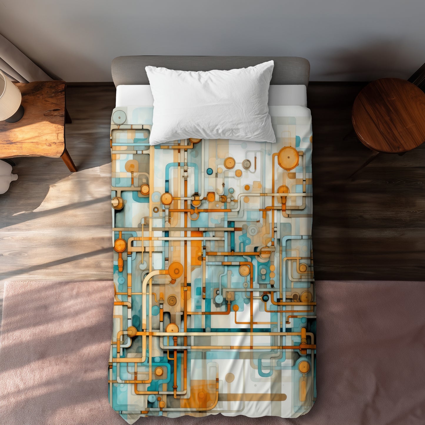 Like clockwork White Duvet Cover - Elegant Home Decor