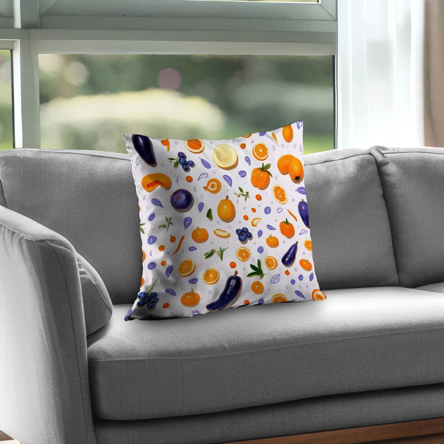 Orange and purple - Throw pillow - Print on demand