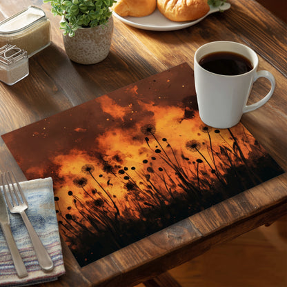 Ablaze Black Polyester Placemat for Elegant Home Decor