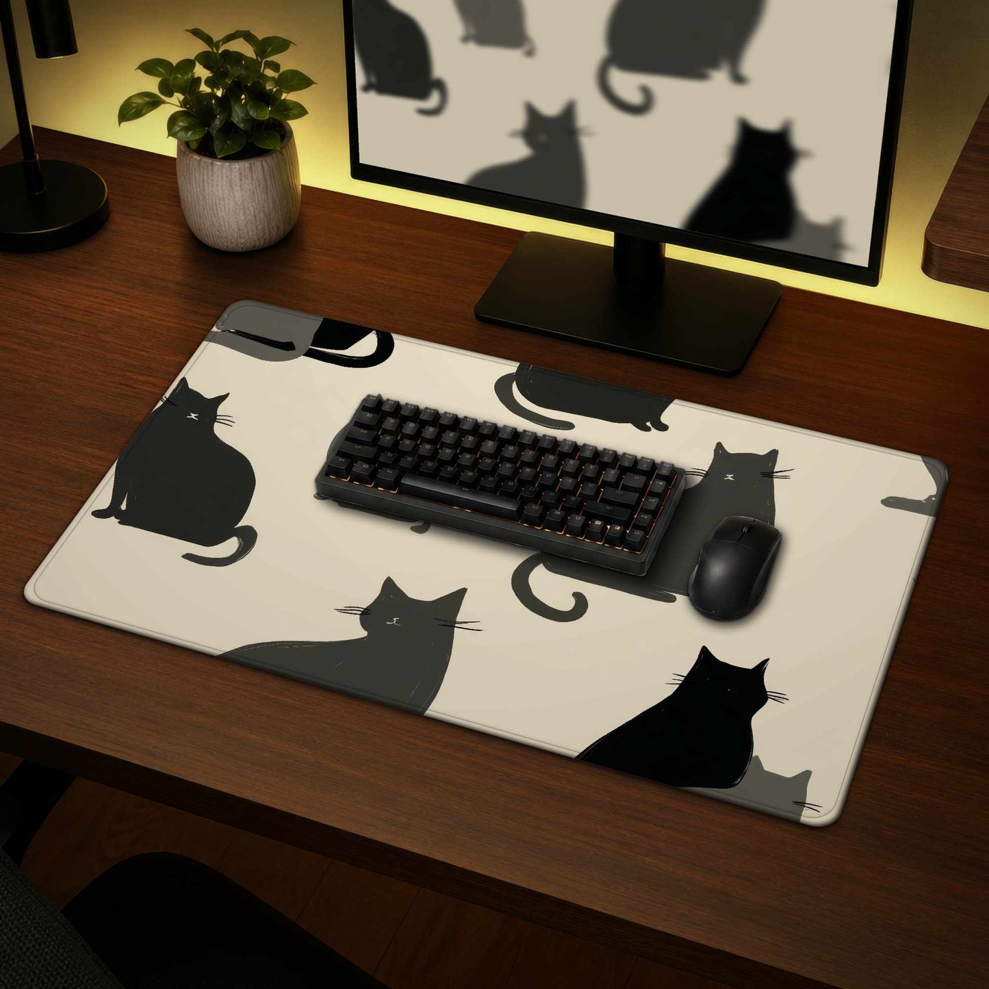 Tapis de bureau Silent Cat Gathering | Décoration d'intérieur élégante