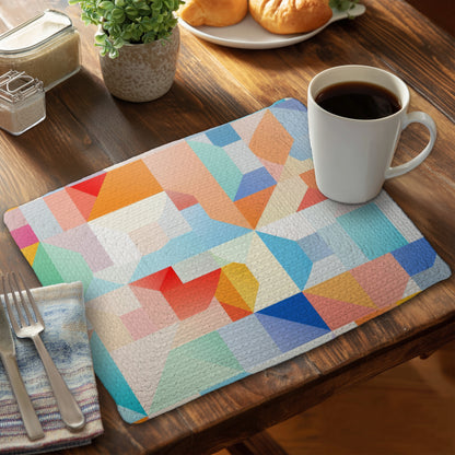 Geometric Cadence - Orange Braided Polyester Placemat | Decor