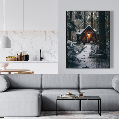 The lone cabin - 36"x36" Framed canvas