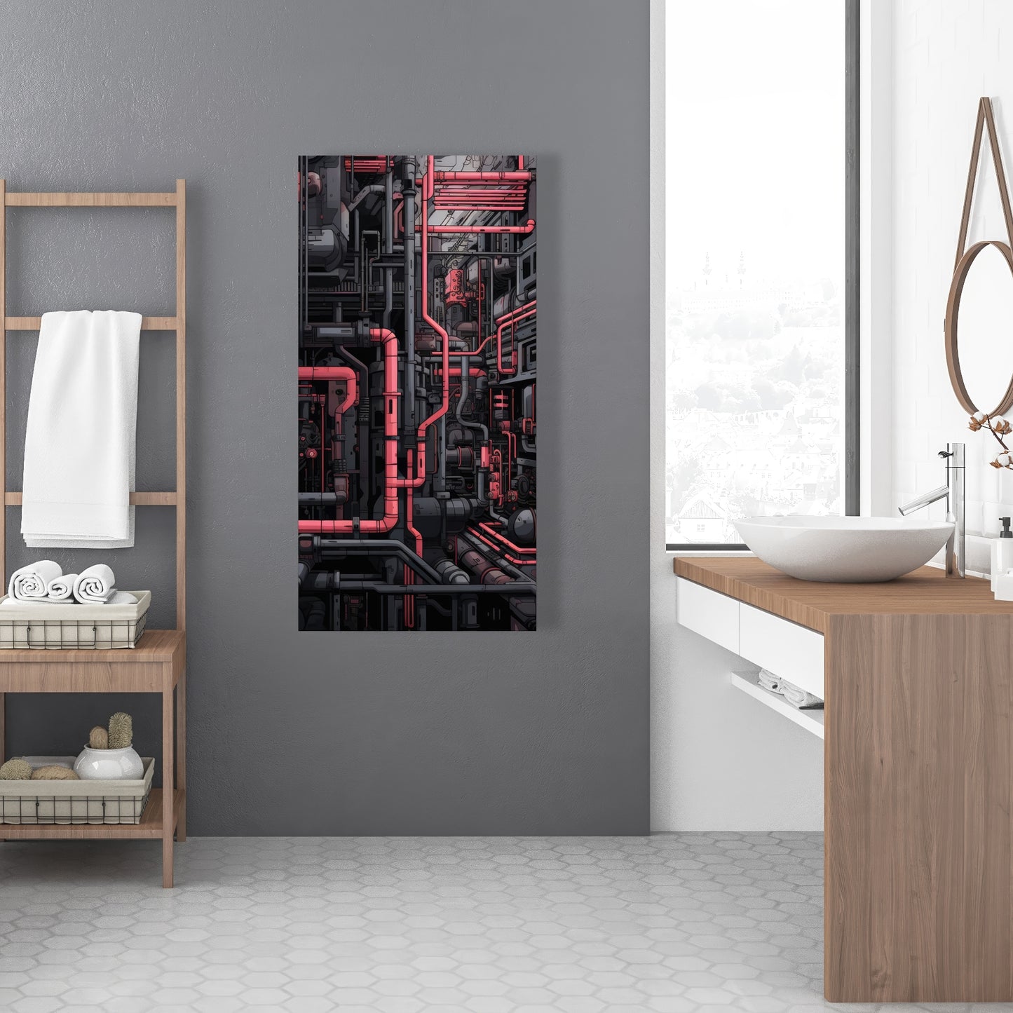 Tubular Nightmare - Gray Canvas Art for Home Decor