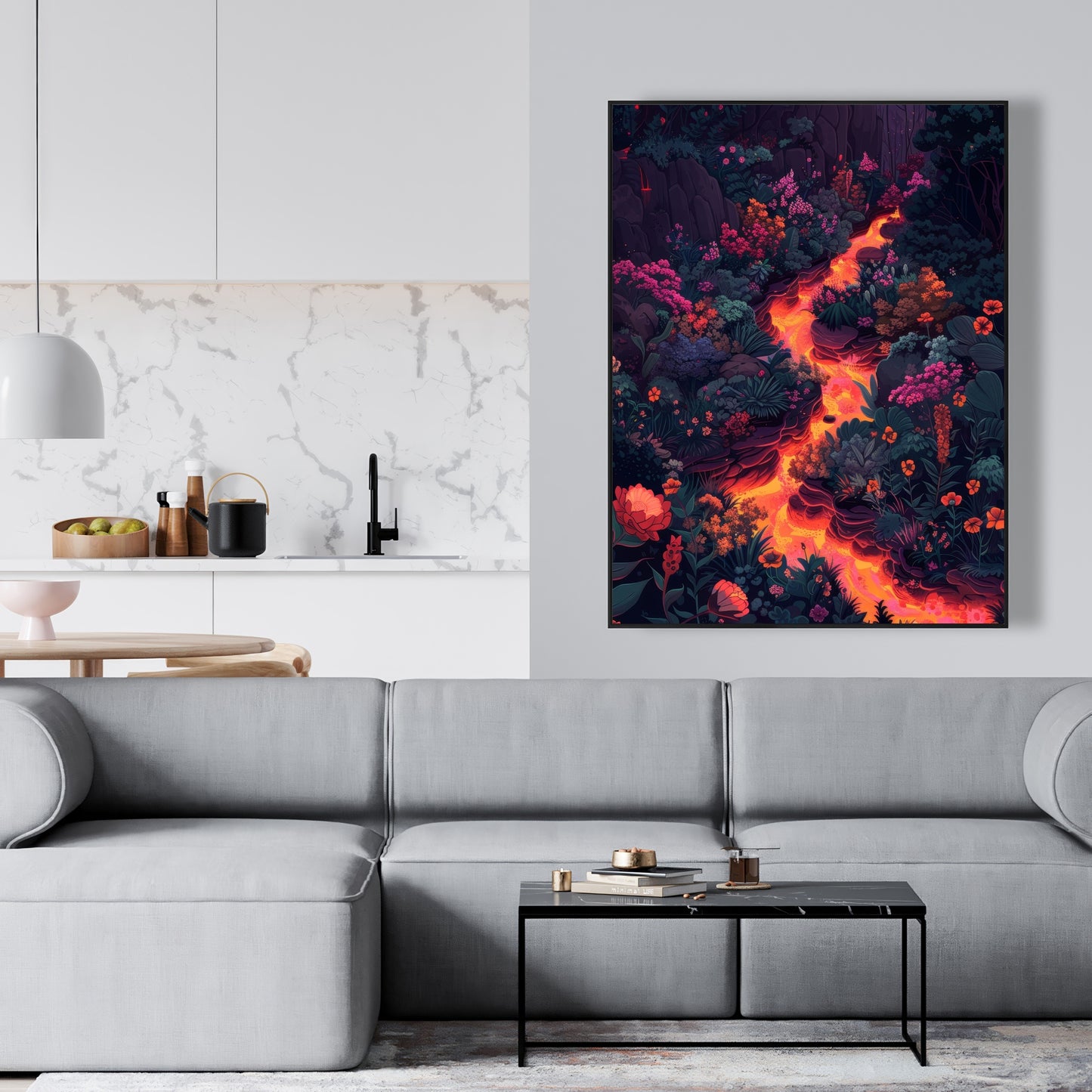 Flowing magma - 36"x36" Framed canvas