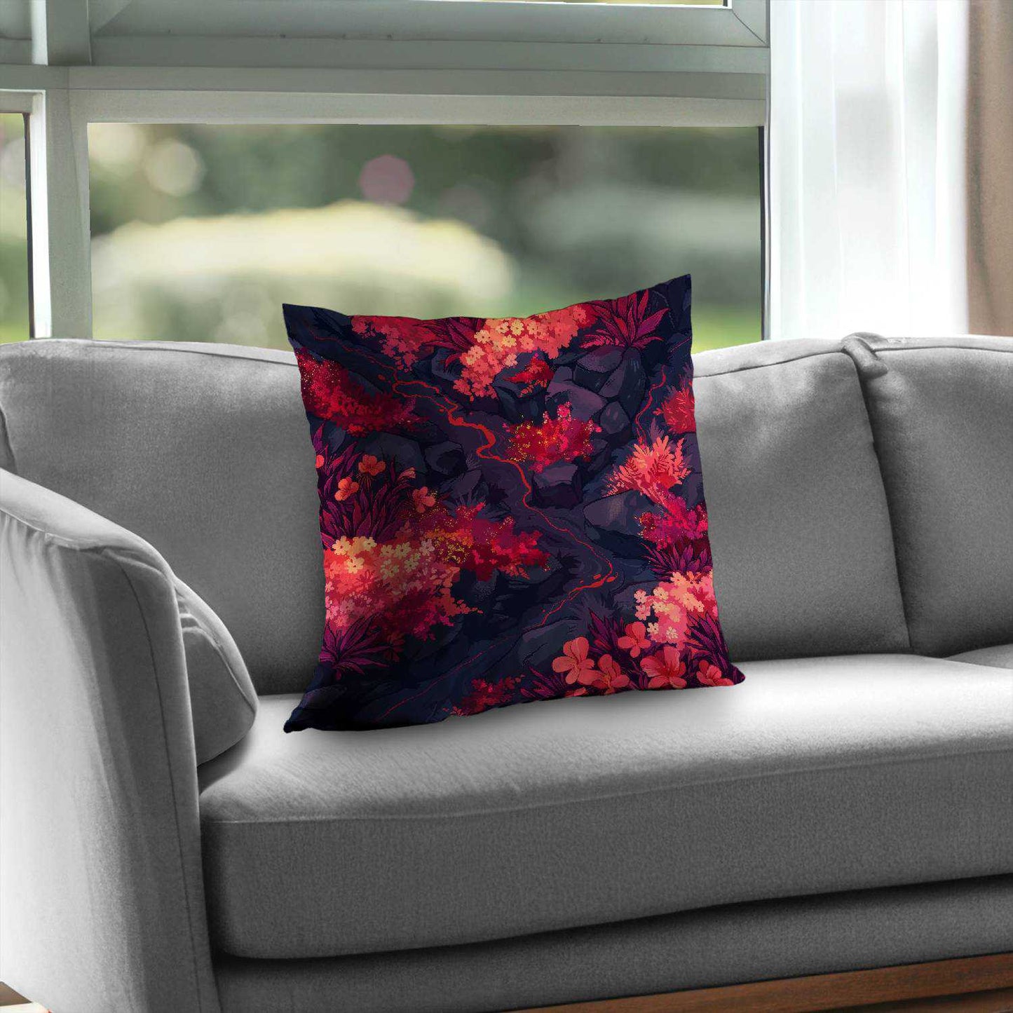 Burning Plants Purple Poly Twill Throw Pillow Insert | Decor